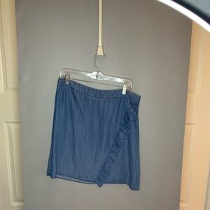 Ruffled Denim Mini Skirt